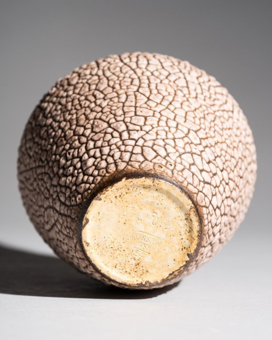 Image 1 of ALBERT KIESSLING "SNAKESKIN" Vase DUO East German Pottery REDUKTIONSGLASUR GDR