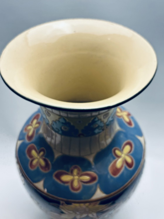 Image 1 of Grande vaso vintage in stile cloisonné - dipinto a mano - 50 cm - ottimo in