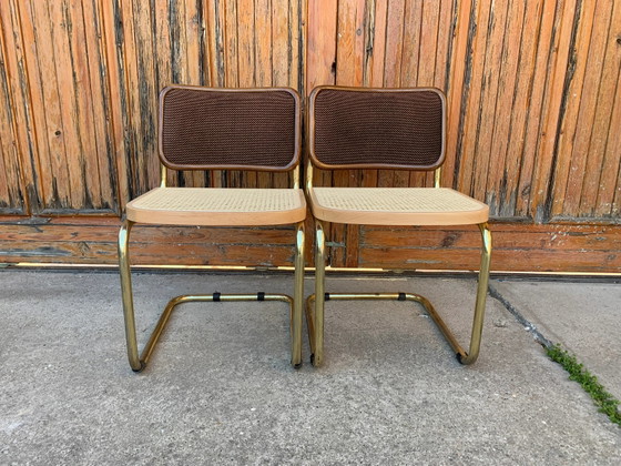 Marcel Breuer "1970 Cesca" chairs set of 2 – Sedie da pranzo, Cromo, Ottone, Bauhaus (photo 4 of 8)
