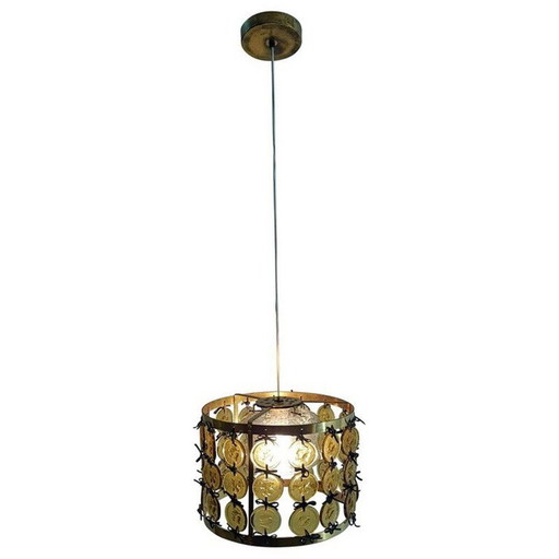 Lampada a sospensione vintage in ottone di Erik Höglund per Kosta Boda, 1960.