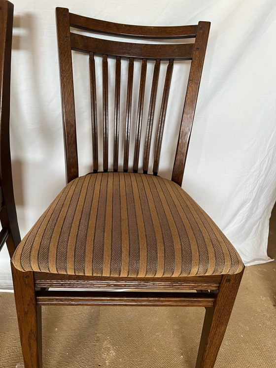 6 Bannink Art Nouveau Oak Dining Chairs – Textile, Wood (photo 4 of 5)