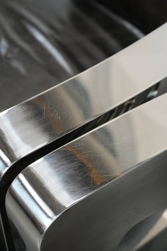 Image 1 of 2 poltrone di design Cowhide Aviator con struttura in alluminio