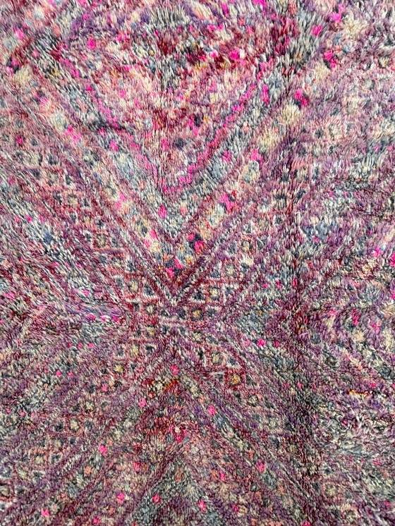 Image 1 of Boujad tapijt 210x390 cm – Vintage Marokkaans tapijt – Groot handgemaakt wollen vloerkleed