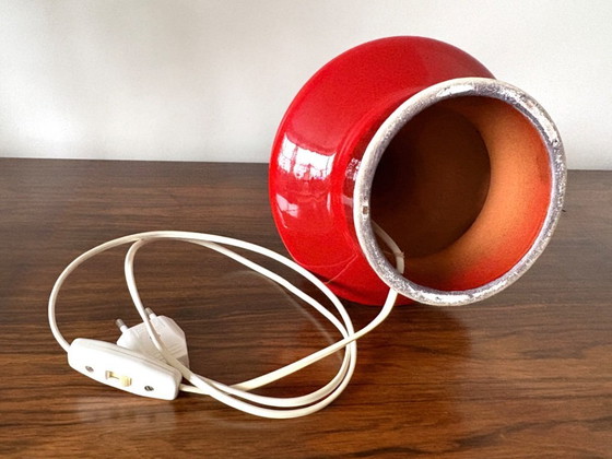 Image 1 of Vintage retro red ceramic table lamp base from the 70s