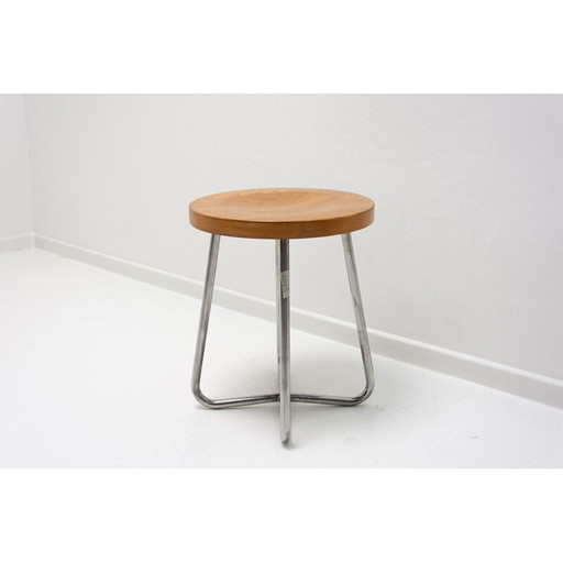 Tabouret tubulaire Bauhaus vintage de Robert Slezák, Tchécoslovaquie, années 1930