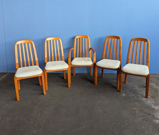 Image 1 of Set aus 5 Dyrlund Teak-Esszimmerstühlen, Dänemark