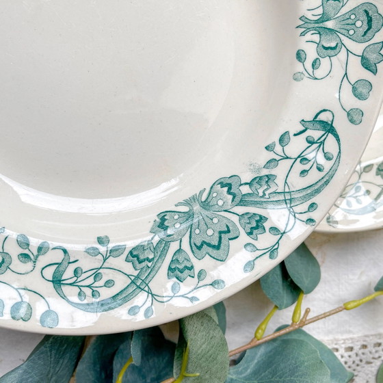 Set di 6 Piatti Fondi Antichi Ironstone "Figuig" – Longchamp XIX Secolo – Stoviglie, Vintage (photo 4 of 9)