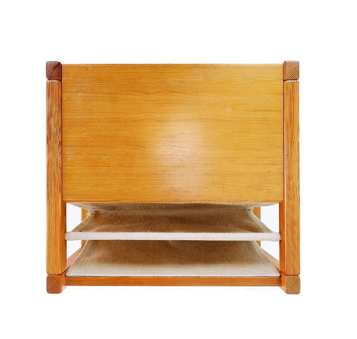 Bohemian pine coffee table with magazine rack, Karin Möbring design for Ikea, 1970s
