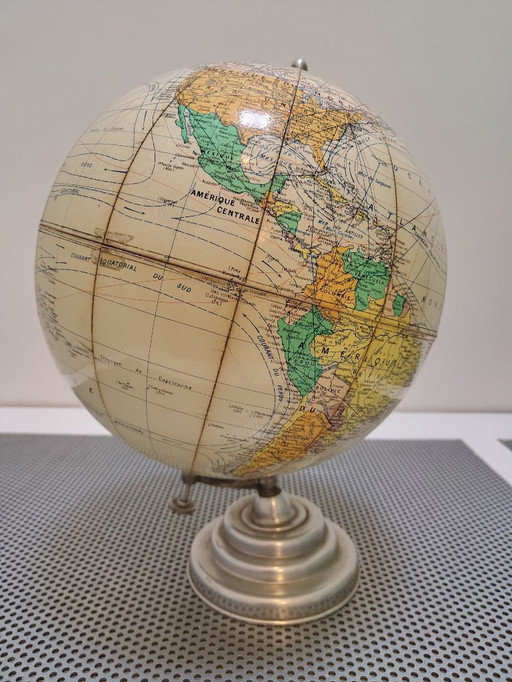 Mappamondo educativo vintage Girard, Barrère & Thomas – 1957 – Gioiello storico e decorativo