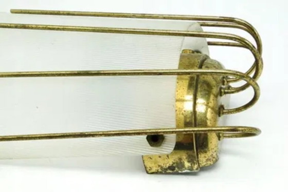 Postmoderne polnische Wandleuchte, 1970er Jahre, Wandleuchten, Metall, Plexiglas, Gold (Foto 5 von 5)
