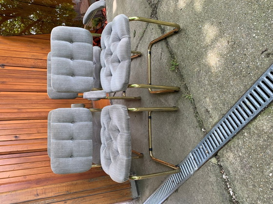 Vintage Italian Dining Chairs in Brass, 1970s, Set of 4, Dining set, Mid Century Modern (photo 3 of 14)