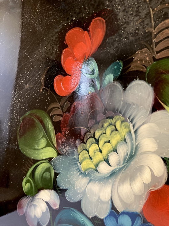 Image 1 of Bandeja de metal pintado Jostovo, motivos florales, fabricada en la URSS