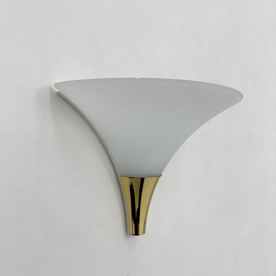 Image 1 of Limburg Glashütte Brass and Glass Wall Lamp Sconce, 1970s