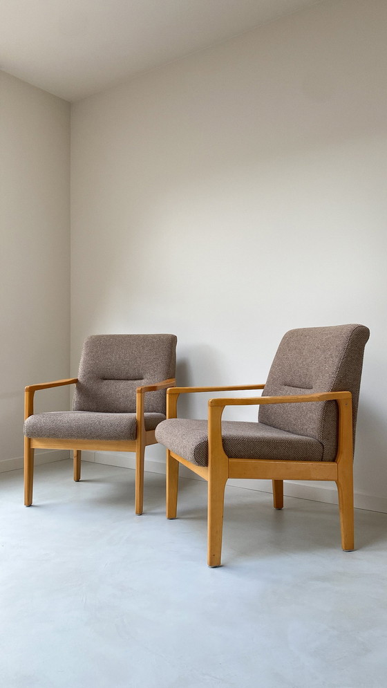 Image 1 of Vintage Wooden Sitting Area 3 Seater Sofa and 2 Armchairs