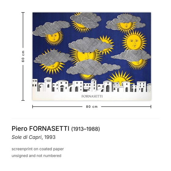 Image 1 of Serigrafia Piero FORNASETTI Sole di Capri 1993