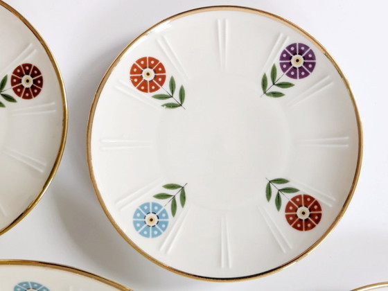 Image 1 of Set 4 Onderzetters + 1 Koekjesbord 1960 Bloemen Decor | Winterling Röslau Bavaria Porselein