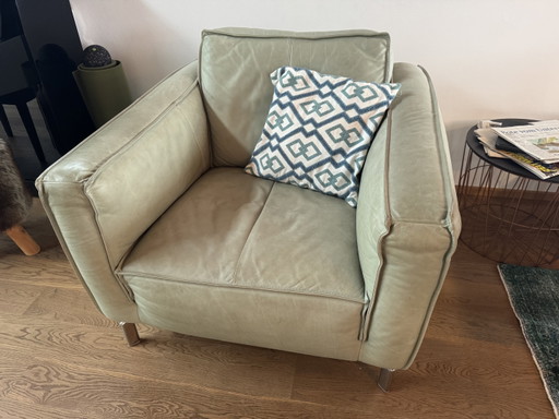 Sofá de cuero de 3 plazas con 1 sillón