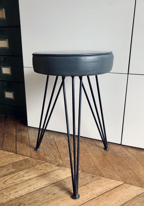 Image 1 of Sgabello vintage in similpelle con base Eiffel