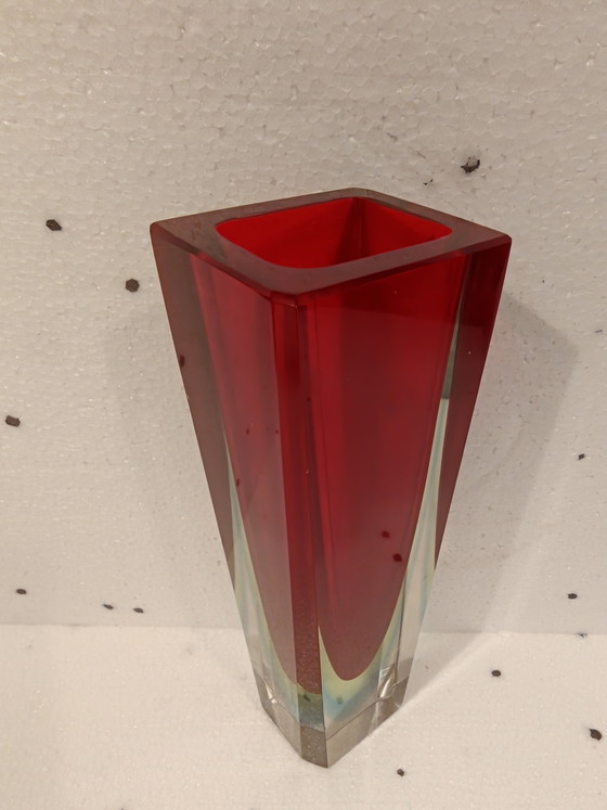 Murano Sommerso Glass Faceted Vase by Flavio Poli – Crystal (photo 5 of 12)