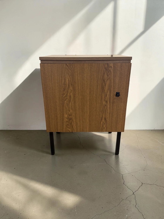Vintage Sewing Cabinet with Foldable Worktop and Steel Legs, Nightstands, polished steel, Black (photo 2 of 2)