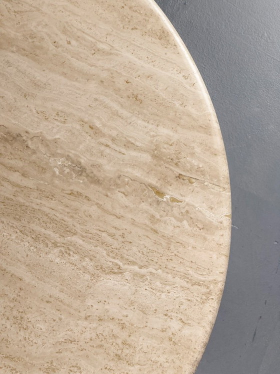 Image 1 of Tavolino da caffè circolare in travertino vintage, anni '70