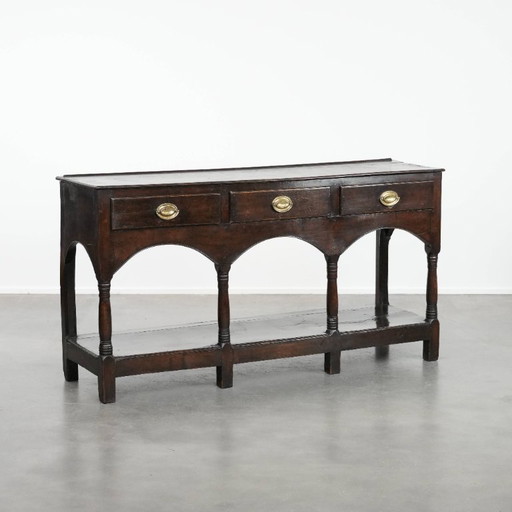 Antieke 18e eeuwse Engelse side table/dresser gemaakt van eikenhout 