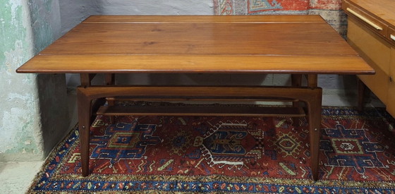 Image 1 of Metamorfische eet-/salontafel van teakhout, ontworpen door Kai Kristiansen, Denemarken, jaren 60.