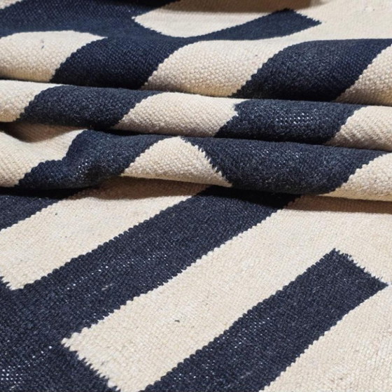 Handwoven Wool Tapestry | Victor Vasarely Style Op Art, Black White Geometric (118 × 81 in) – Rugs & carpets (photo 6 of 9)