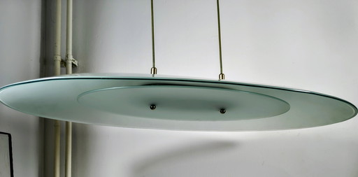 Vintage Ovale glazen design hanglamp jaren 90