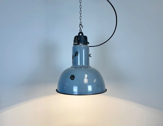 Image 1 of Suspension Bauhaus en émail gris industriel, années 1930