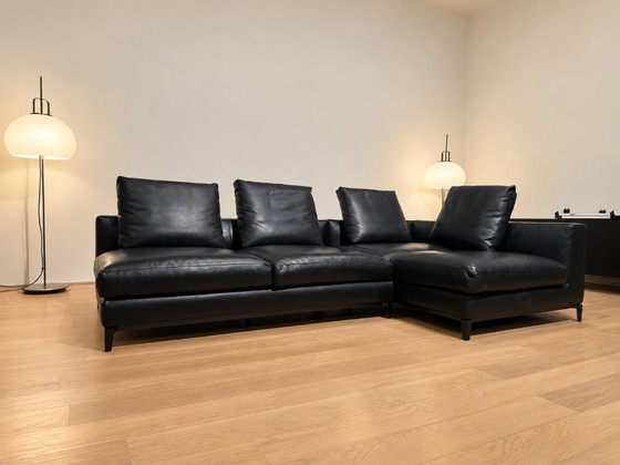 As good as new Minotti Andersen Corner sofa + WARRANTY, Leather, Metal, Black (photo 3 of 12)
