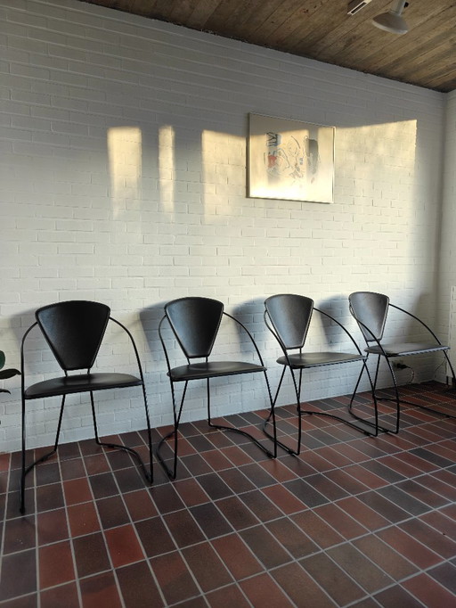 Set van 4 Design Stoelen - Arrben 'Linda' - Zwart