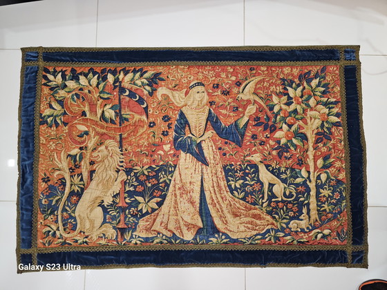Image 1 of La dame a la licorne embroidery signed by roga and sewn with gold-plated thread