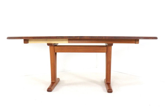 Image 1 of Table de salle à manger rectangulaire ovale à rallonge Holstebro en teck massif