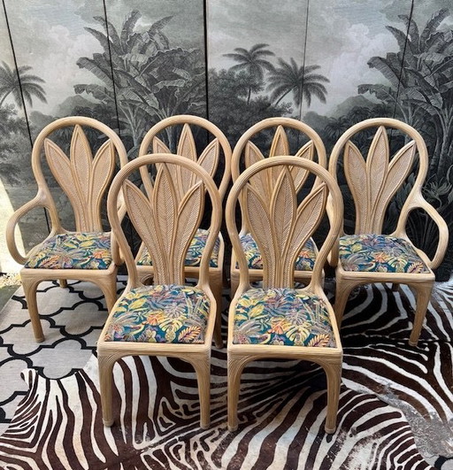 6 Esszimmerstühle aus Bambus von Vivai del Sud