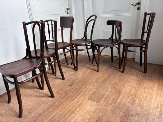 set of 6 mix-match Thonet style chairs – Dining chairs, Wood (photo 3 of 17)