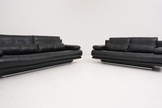 Image 1 of Rolf Benz 6500 Set Sofa Couch Three-seater Two-seater Leather Black