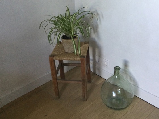 Image 1 of Brutalist stool with a woven seat