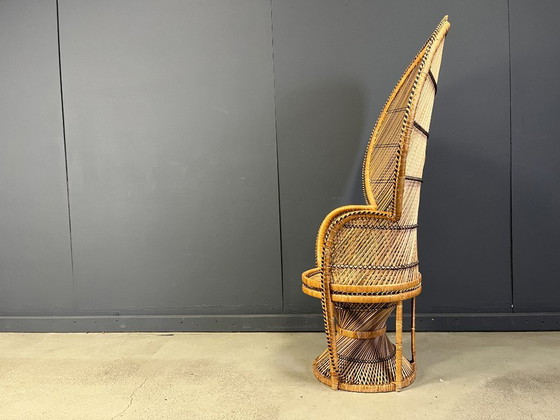 Image 1 of Fauteuil paon vintage en osier, années 1970