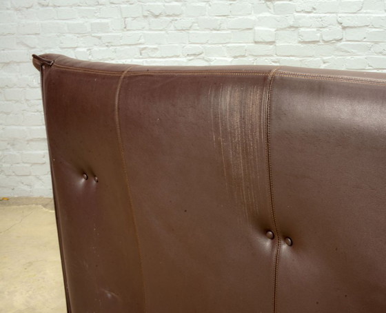 Image 1 of Afra and Tobia Scarpa Design Mid-Century Italian Design Chocolate Brown Leather Two Seat Sofa, Model Lauriana for B&B Italia.