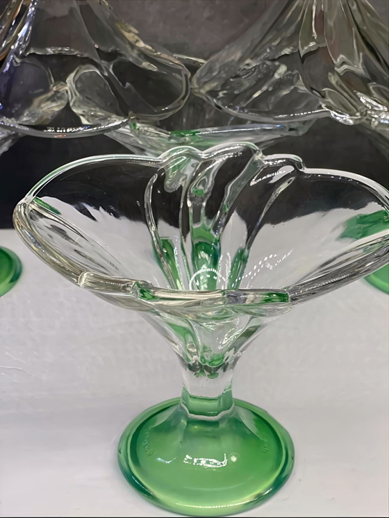 Image 1 of Coupes Borgonovo italiennes vintage à base verte — Lot de 6