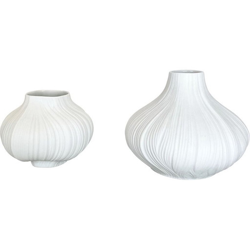 Paire de vases Op Art vintage par Martin Freyer pour Rosenthal, Allemagne, années 1970