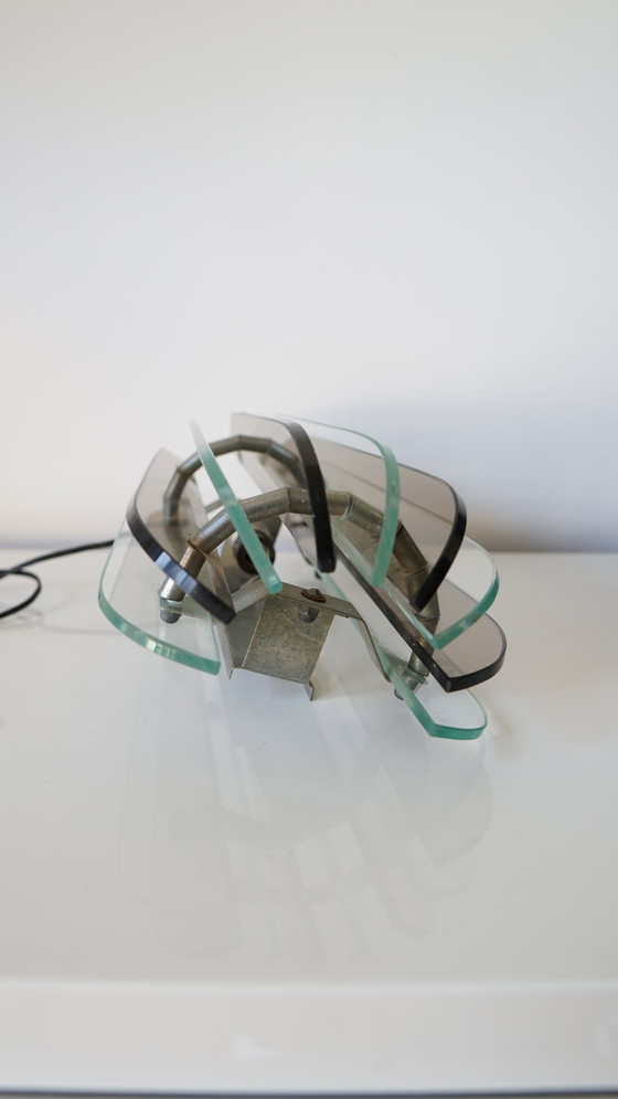 Image 1 of VECA Italian Wall Sconce for Fontana Arte - Chromed Steel and Crystal Glass - 1960s
