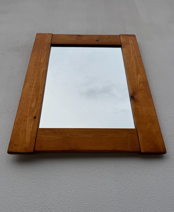 Pine wood Mirror 70s Charlotte PERRIAND style, Glass, Beige (photo 15 of 15)