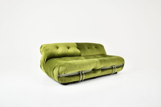 Soriana Sofa by Afra & Tobia Scarpa for Cassina, 1970s – banken, Metal, Velvet