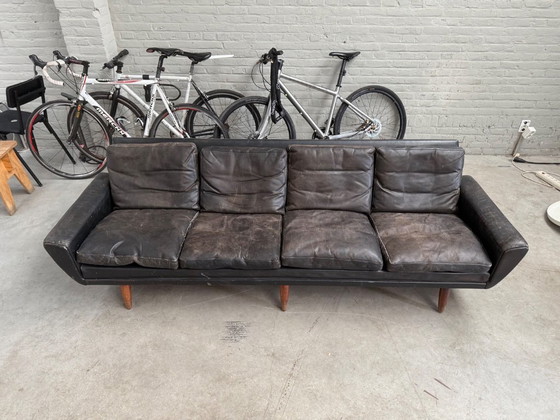 Vintage Zwart Leren Georg Thams Vierzits Design Bank – Vejen Pølstermøbelfabrik, 3-5 zitsbanken, Leather (photo 7 of 8)