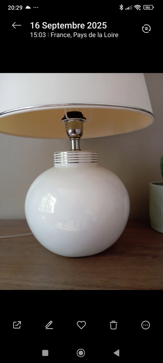 Image 1 of White floor lamp, white ceramic base, Beaulieu model by Envy / Portugal