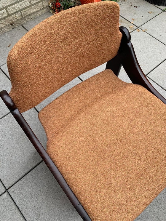 Image 1 of Wengé eetkamer nieuw gestoffeerd tafel met origineel formica blad.