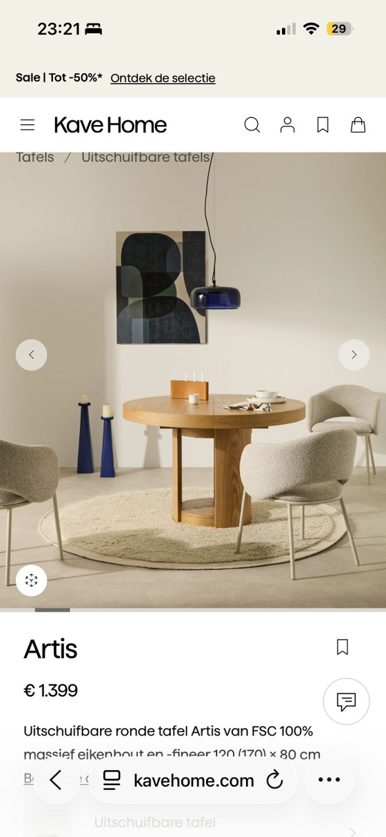 Tavolo da pranzo rotondo allungabile in rovere "Artis" di Kave Home — 120–170 x 80 cm – Tavoli da pranzo (photo 8 of 15)