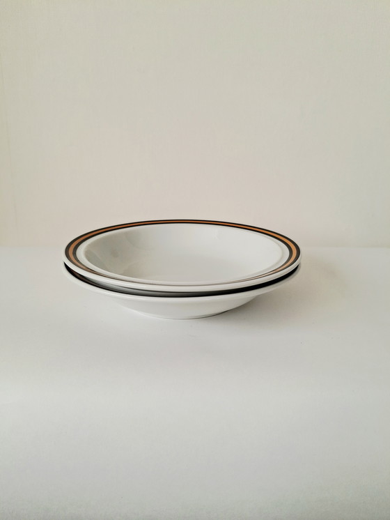 Image 1 of Thomas (Rosenthal) Retro Breakfast Set (6-piece) | Black and Orange Graphic Decor | 1970s Design